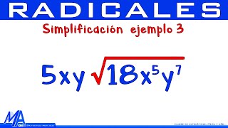 Simplificación de radicales  Ejemplo 3 [upl. by Rossy994]