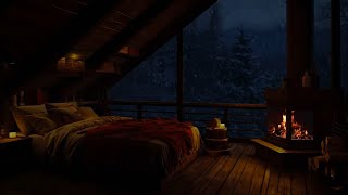 Relaxing Winter Cabin❄️ Soothing Fireplace sounds Gentle Wind Sounds Sleep well amp Stress Reduction [upl. by Adiaz768]