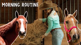 MORNING ROUTINE WITH 3 PONIES IN THE WINTER Daily Horse Care Routine [upl. by Erdnaed]