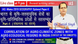 CORRELATION OF AGROCLIMATIC ZONES WITH AGROECOLOGICAL REGIONS IN INDIA ByDr Satish Singh [upl. by Drahnreb]