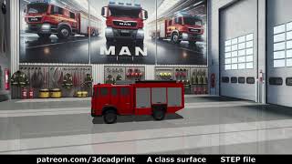 MAN fire truck 3D CAD print resin 3d model quotmodel Nquot 1160 [upl. by Darren]