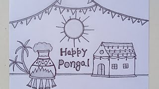 Pongal festival drawing Easy  How To Draw Pongal  Pongal Drawing With Pencil [upl. by Okime]