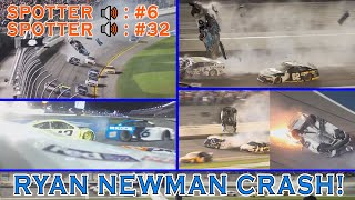 Every Unique Angle of Ryan Newmans Crash  Spotter Audio  2020 Daytona 500 [upl. by Inail718]