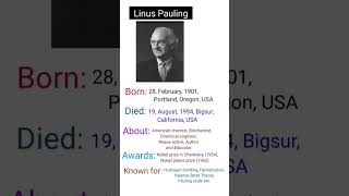 Linus Pauling sciencetist chemistry viral youtubeshorts trendingshorts viralshorts hashtag [upl. by Nidraj704]