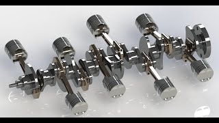 DOHC Boxer Eight  B8 four stroke diesel engine basic parts assembly tutorial by Solidworks 1012 [upl. by Nordna]