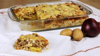 Moussaka nach Balkanart  schnelle einfache Version mit Fleisch amp Kartoffeln schnelles Mittagessen [upl. by Eiuqram]