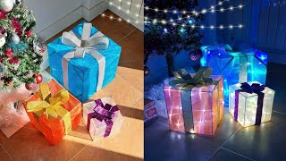 CAJAS DE REGALO NAVIDEÑAS ADORNOS ECONOMICOS🎁🎅 CON LUCES LED¡¡ [upl. by Kiran]