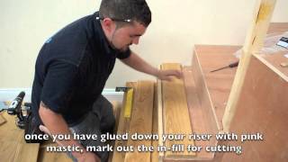 How to fit a wood floor on stairs using a nosing [upl. by Aihsemot512]