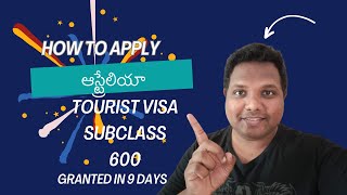 How to apply Australia tourist visa subclass 600 for indians in telugu ఆస్ట్రేలియా visa for indians [upl. by Yerga]