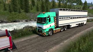 ets2 RENAULT TRUCK in quarry kirkenes promods7 hill driving with heavy traffictruck mudroad [upl. by Menken]