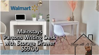 Walmart Mainstays Parsons Writing Desk with Storage Drawer White Finish [upl. by Ardnaskela]