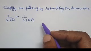 simplify the following by rationalising the denominator 9th class important Question [upl. by Ahtrim]