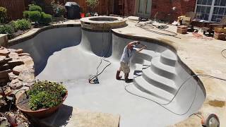 French Grey DiamondBrite pool replaster McKinney Tx by Executive Pool Service [upl. by Vijar]