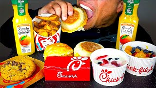 ASMR WENDYS VS CHICKFILA EATING SHOW BIG BREAKFAST WITH HASH BROWNS MUKBANG [upl. by Eadith153]