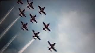 Canadian Snowbirds Aerobatic demonstration Squadron fly by at air show [upl. by Edlihtam]