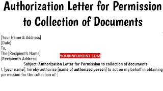 Authorization Letter for Collection of Documents Sample  Authority Letter Format [upl. by Sylvester342]