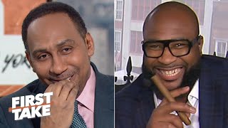 Stephen A eats crow after his wrong LSUClemson prediction  First Take [upl. by Cynthla]