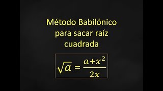 ¿Cómo sacar la raíz cuadrada sin calculadora Método Babilónico [upl. by Dami]