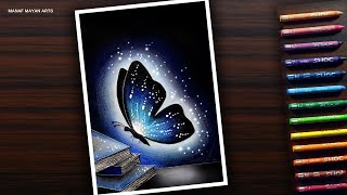 Glowing butterfly  Drawing Tutorial for Beginners with Wax Crayons 195 [upl. by Isleen]