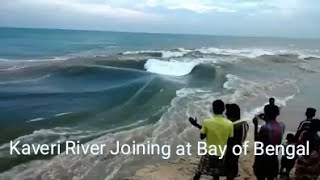 Kaveri joining Bay of Bengal Poombhuhar Nagapattinam district of Tamilnadua rare scene due to o [upl. by Colston]