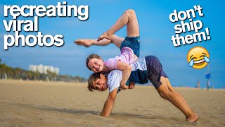 RECREATING VIRAL COUPLES PHOTOS Acrobat vs Gymnast [upl. by Brucie]