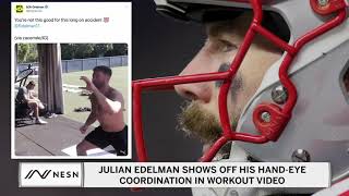 Julian Edelman Shows Off His HandEye Coordination In Workout Video [upl. by Norrej]