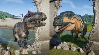 ALLOSAURUS ACROCANTHOSAURUS BREAKOUT VS TYRANNOSAURUS REXGIGANOTOSAURUS amp IREX JURASSIC WORLD [upl. by Bren]