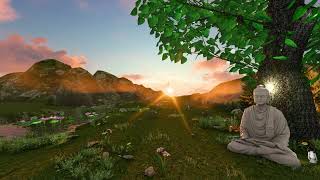 Buddha Meditating under the Bodhi Tree  Relaxing Nature Ambience with Water sound  HD Best view [upl. by Lebasi]