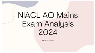 Niacl Ao mains exam analysis 2024 Safe attempts Expected cutoff niaclaomains bankpoexam niaclao [upl. by Corbett443]