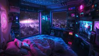 Across the Galaxy  DayGlo Space Ship Bedroom with Blue Noise  Deep Sleep Space Sounds  10 hours [upl. by Gradey227]