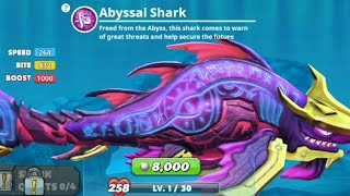 ALL SHARKS UNLOCKING SHOWCASE including gameplay of Abyssal Shark  Hungry Shark World [upl. by Civ]