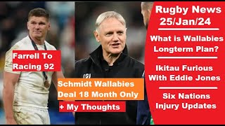 Rugby News 25Jan My Thoughts On Schmidt Wallabies Deal Farrell To Racing 92 Eddie Jones Back Stab [upl. by Treve]