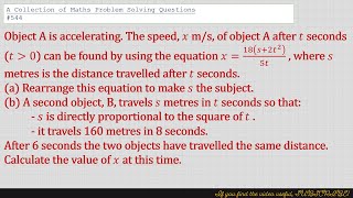 A Collection of Maths Problem Solving Questions 544 Algebra  Direct Proportion [upl. by Miranda]