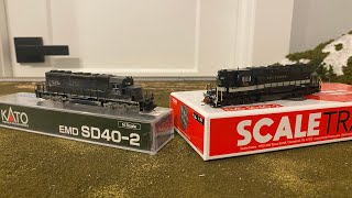 Kato sd402 vs Scale Trains sd402 [upl. by Maxey998]