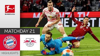 FC Bayern München  RB Leipzig 32  Highlights  Matchday 21 – Bundesliga 202122 [upl. by Doralynn]