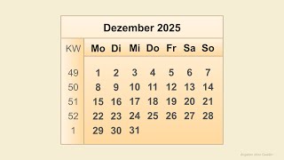 Kalender Dezember 2025 [upl. by Senecal]