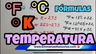 CONVERSIONES DE UNIDADES DE TEMPERATURA ☔🌤🌩 Centígrados Fahrenheit y Kelvin [upl. by Gnilhsa]