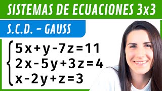 SISTEMAS de Ecuaciones 3x3 SCD ✅ Método de GAUSS [upl. by Tisbe]