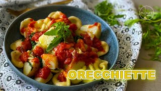 ORECCHIETTE RUCOLA E PATATE  Vegan pasta  EAR SHAPED PASTA WITH POTATOES ROCKETS amp TOMATO SAUCE [upl. by Hedvige]