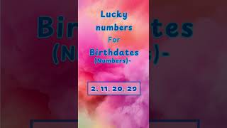 Lucky numbersAvoidable numbersNeutral numbers for those who are born on 21120 amp 29 of any month [upl. by Cyrie]