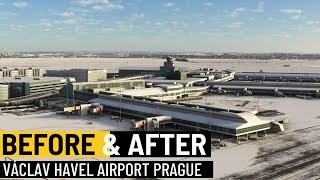 BEFORE AND AFTER  Václav Havel Airport Prague LKPR Microsoft Flight Simulator [upl. by Seys]