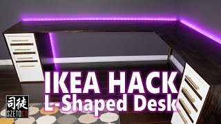 Custom LShaped Desk  IKEA Hack  MICKE Drawer  Easy Project 3 [upl. by Damarra729]