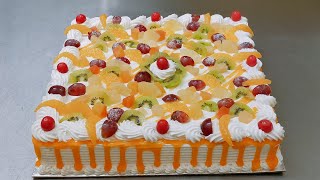 25 kg Cake making tutorial step by step  25 kg cake recipe  Fresh fruit cake decorating [upl. by Findlay745]