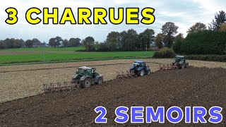 3 charrues et 2 semoirs pour ce chantier de semis de blé [upl. by Abell]