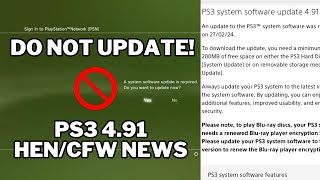 DO NOT UPDATE  PS3 491 Official Firmware News 491 HENCFW News [upl. by Aicarg529]