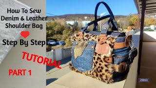 How To Sew Leather amp Denim Shoulder BagStep By Stepfashion tutorial howto diyprojects diybag [upl. by Medwin507]