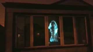 Halloween window display projection test  AtmosFearFX Ghostly Apparitions [upl. by Pascoe]