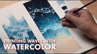 WATERCOLOR TUTORIAL  How to Paint Waves [upl. by Zacks]