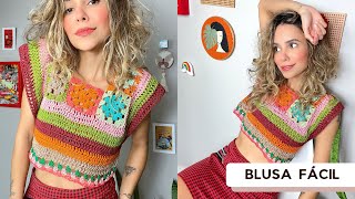 Blusa fácil de crochê Sol  TUTORIAL CROCHET  FALA  CROCHETA [upl. by Diamond]