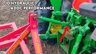 John Deere 5105 40 HP 4wd tractor ADDC performance  ADDC Hydraulic settings Duck foot cultivator [upl. by Dier525]